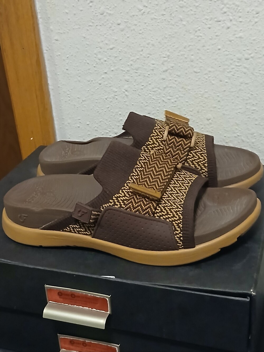 ​COFACE Men's Orthopedic Sport Recovery Slide Sandals Brown Size 9
